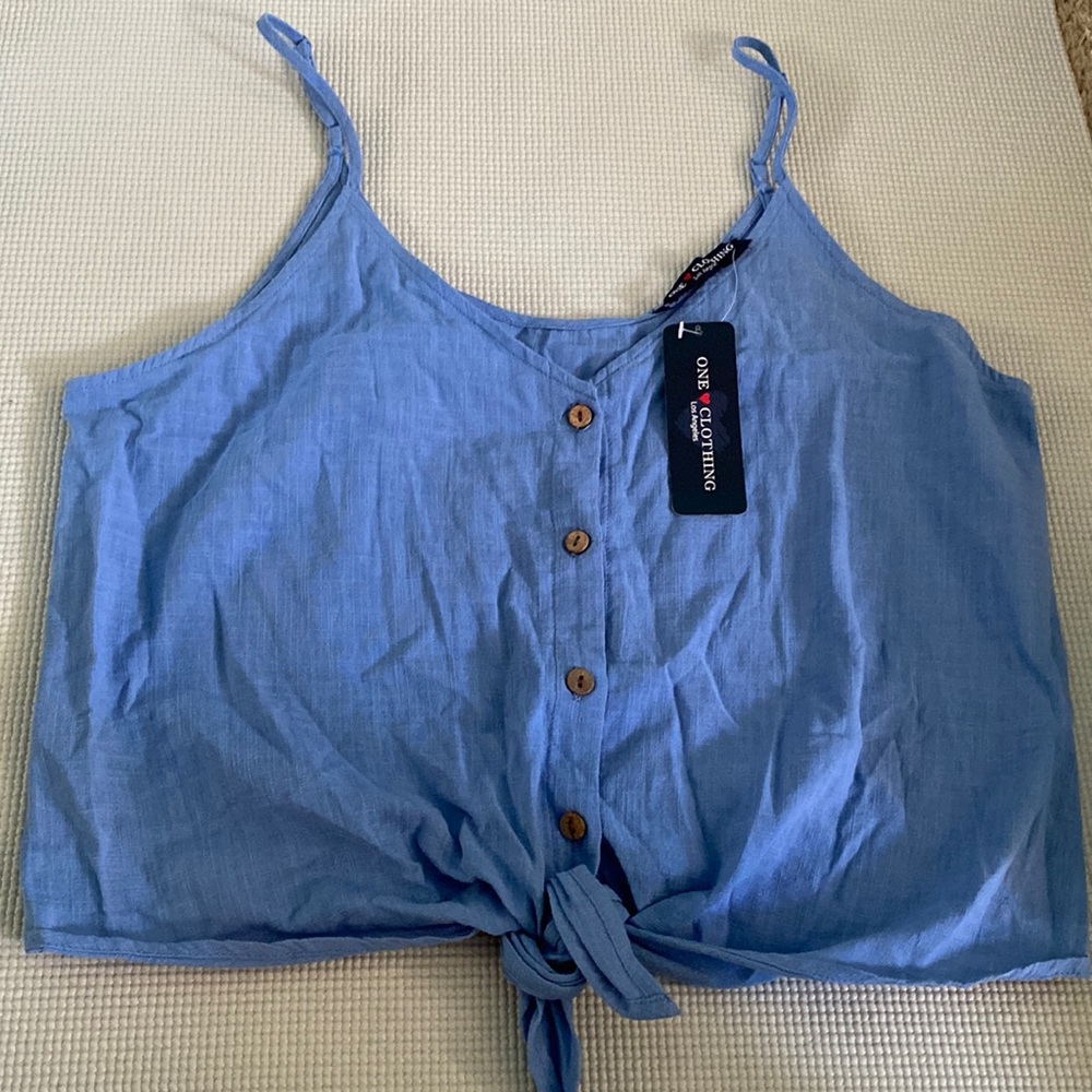 Blue cropped tank top